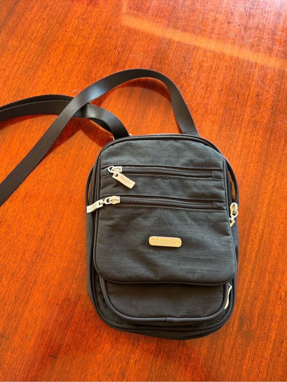 Unisex Compact Black Crossbody Bag - Travel Organizer